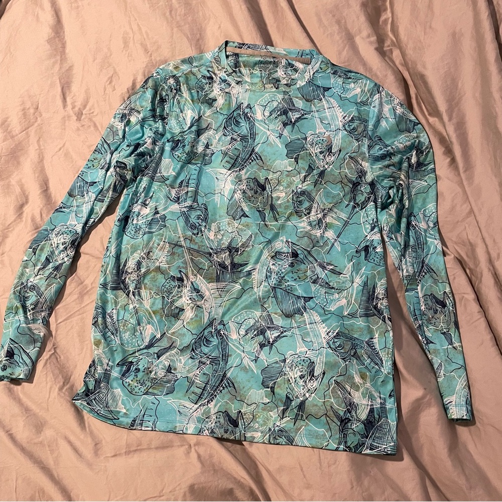 Men’s Turquoise Reel Legends Long Sleeve Fishing Shirt